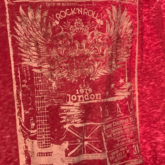 Lane Bryant Tops - Lane Bryant- Womens size 18/20, Rock N Roll London, Red sheer distressed top
